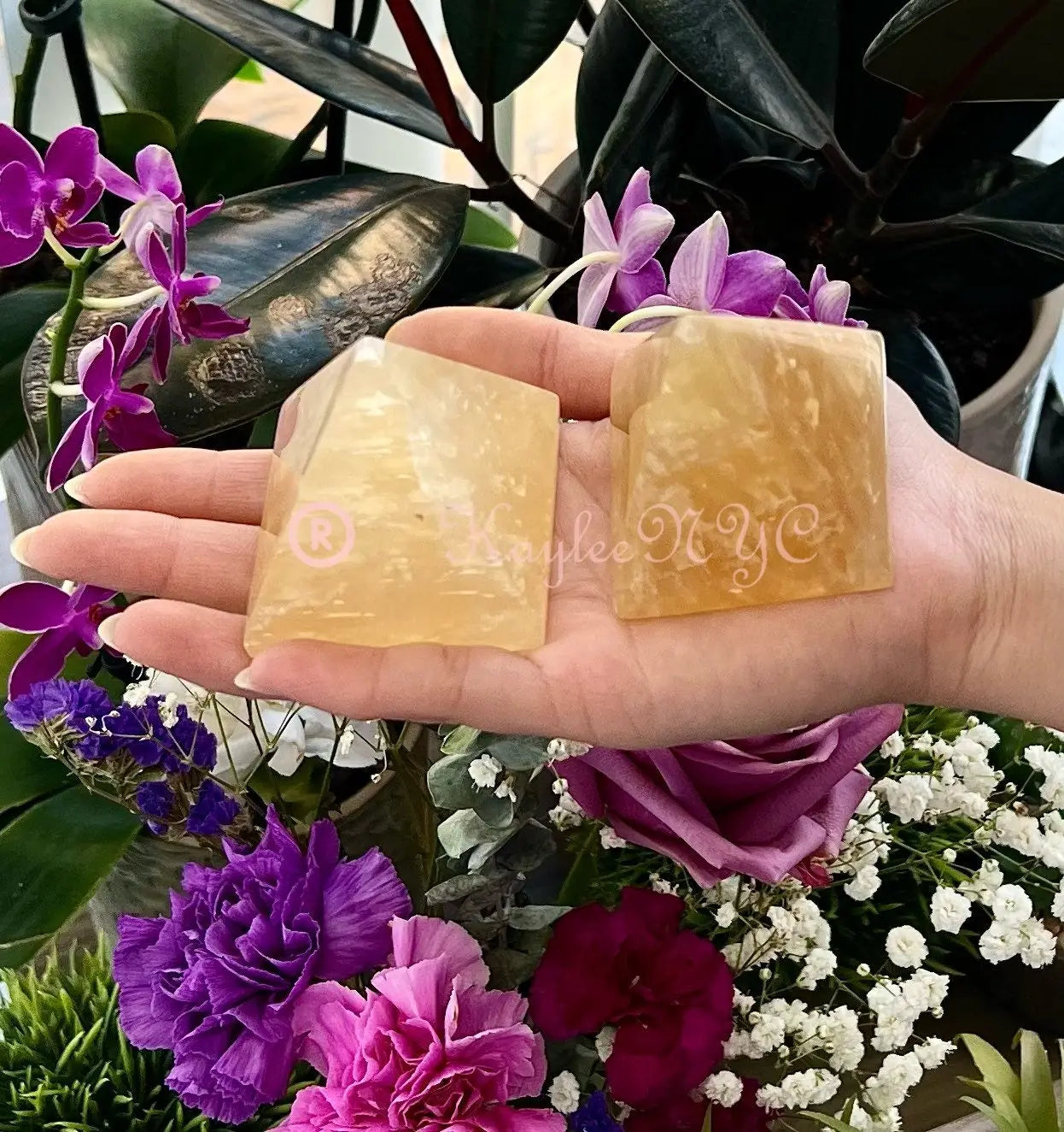 Honey Calcite Pyramid