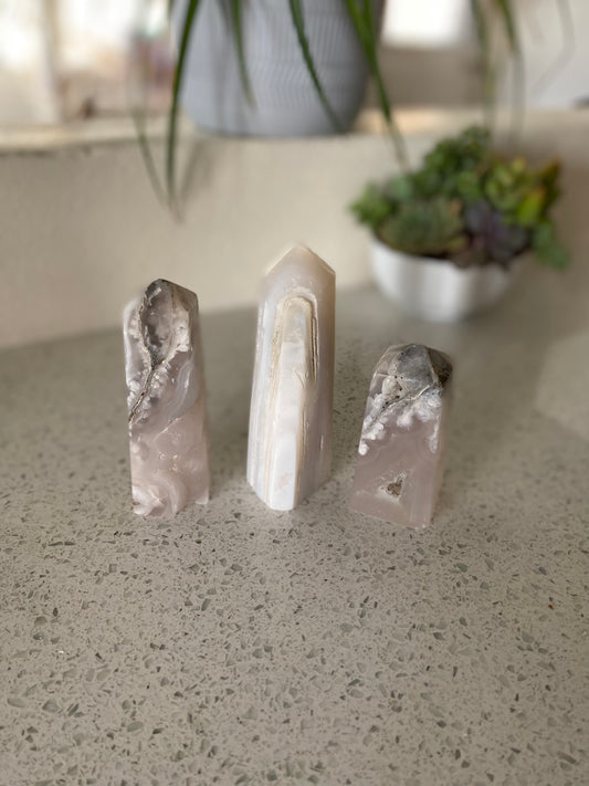 Grey Flower Agate Towers