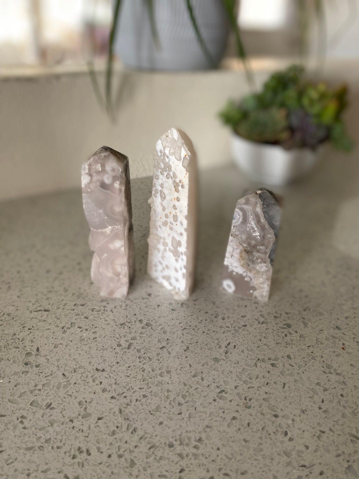 Grey Flower Agate Towers