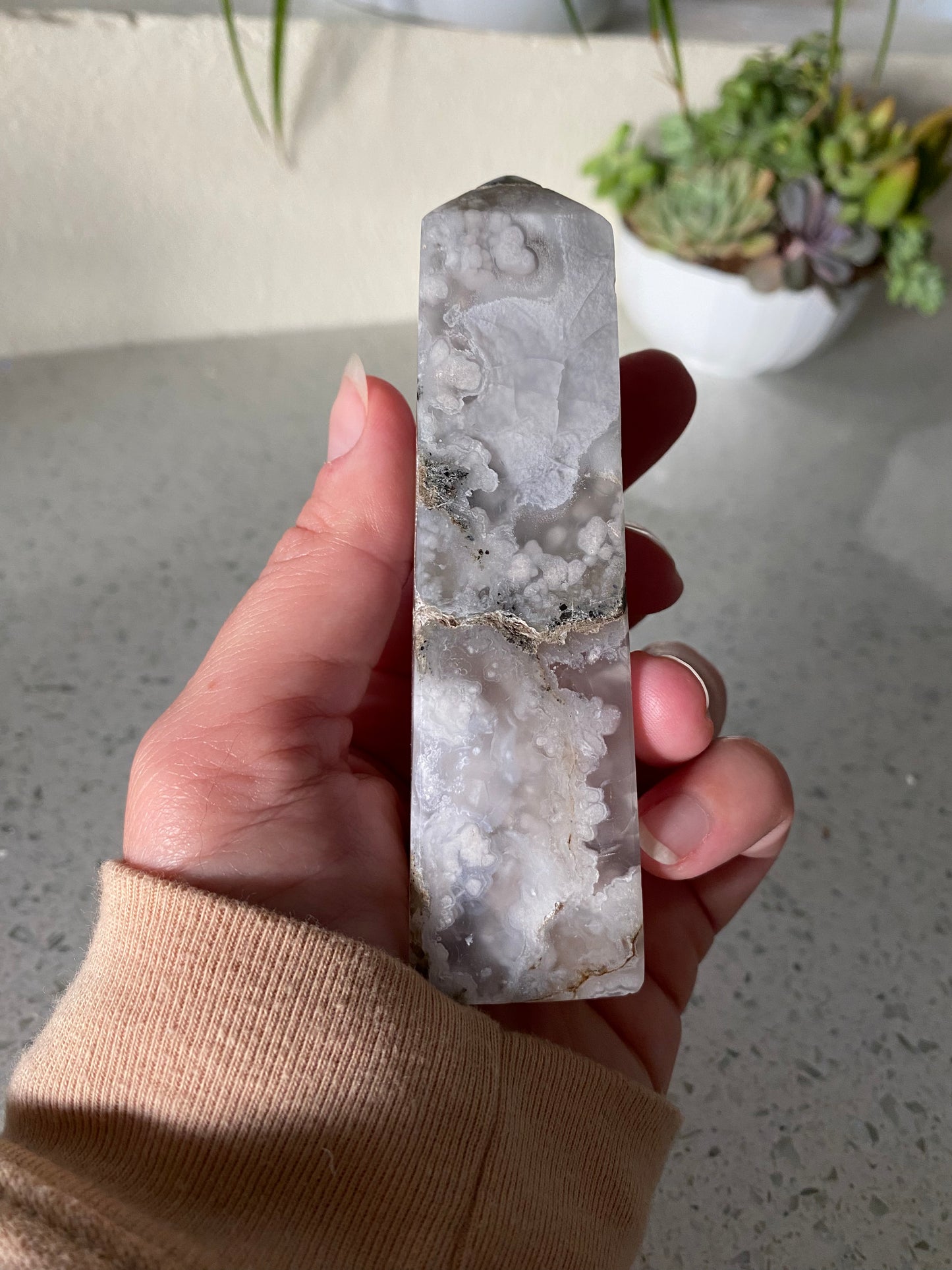 Grey Flower Agate Towers