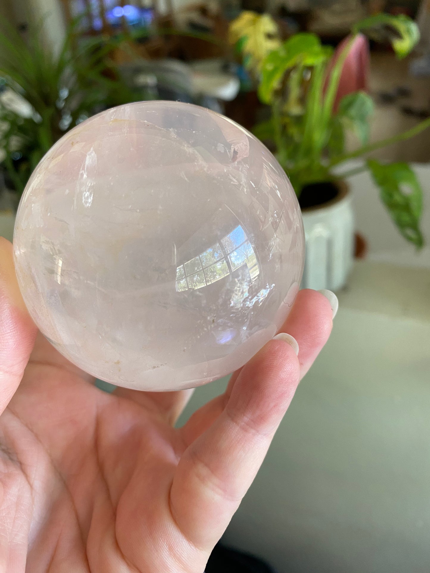 Gemmy Ice Rose Quartz Sphere