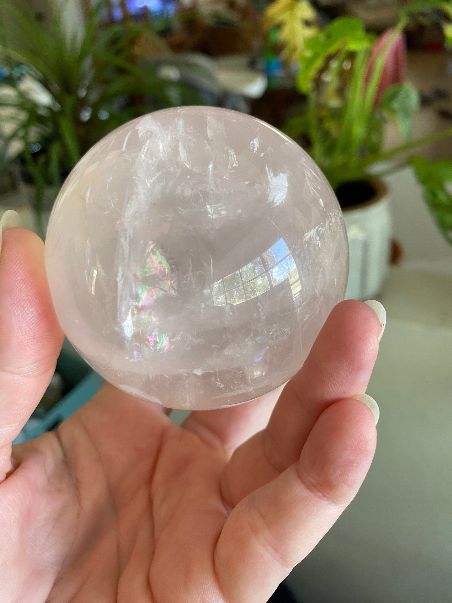 Gemmy Ice Rose Quartz Sphere